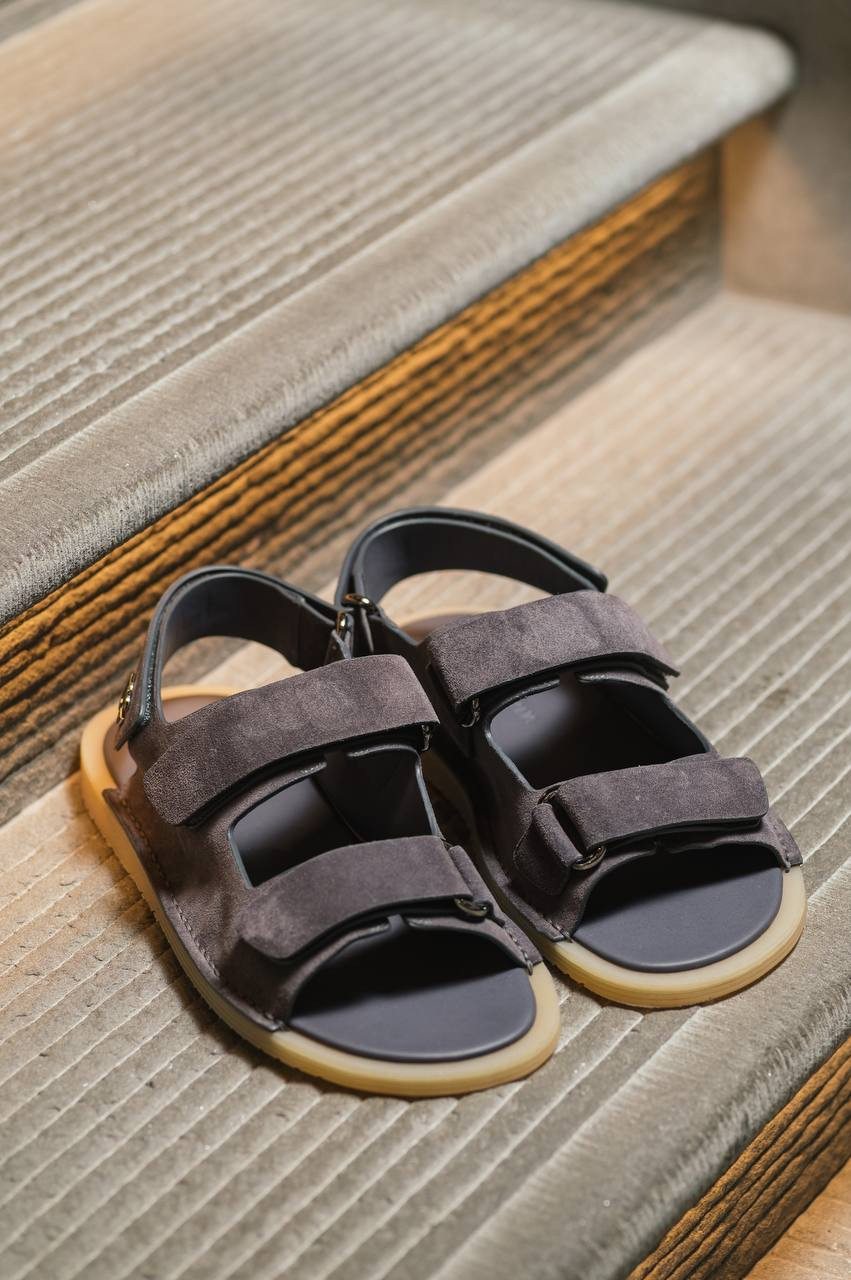 Grey suede sandals with logo Dolce&Gabbana