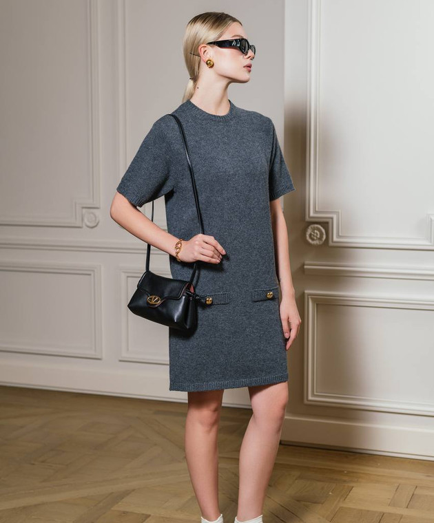 Valentino - Gray wool mini dress with VLogo Signature logo 5B3KC57W8N2 -  shop with Ireland delivery at Symbol