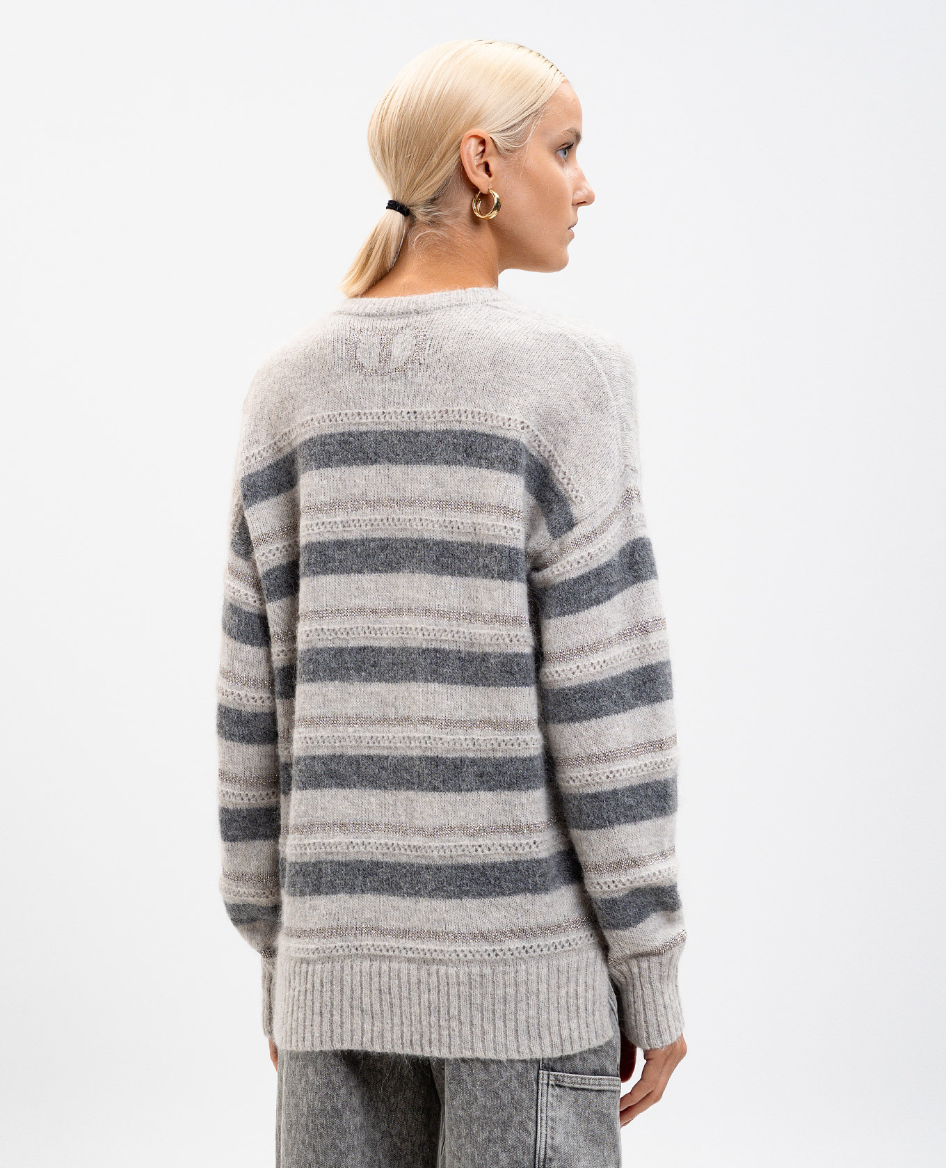 Gray striped alpaca pullover Twinset 4