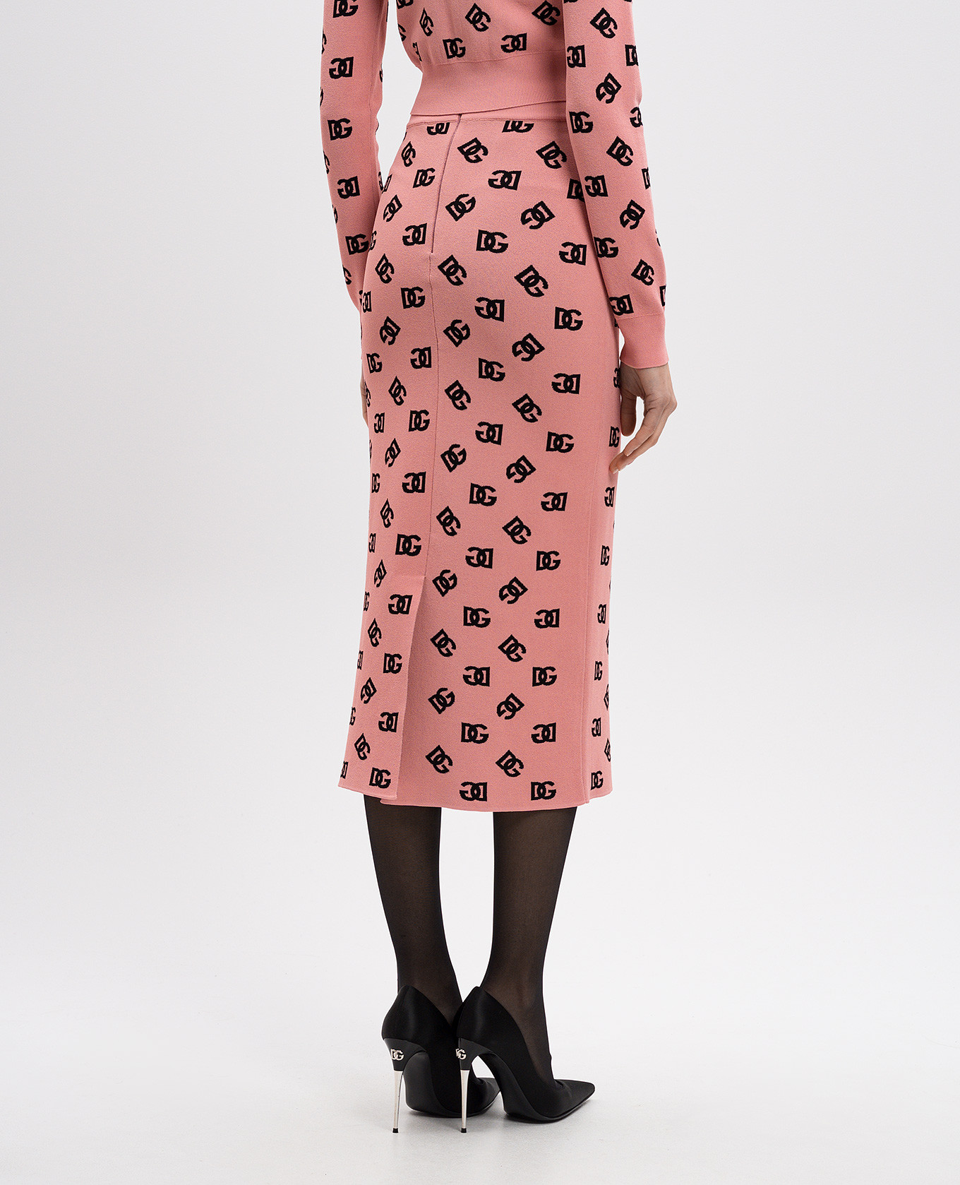 

Pink midi skirt with monogram logo pattern Dolce&Gabbana