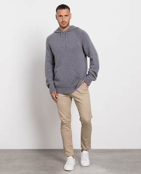 Cashmere&Whiskey Gray cashmere hoodie MU8651305341R3XL