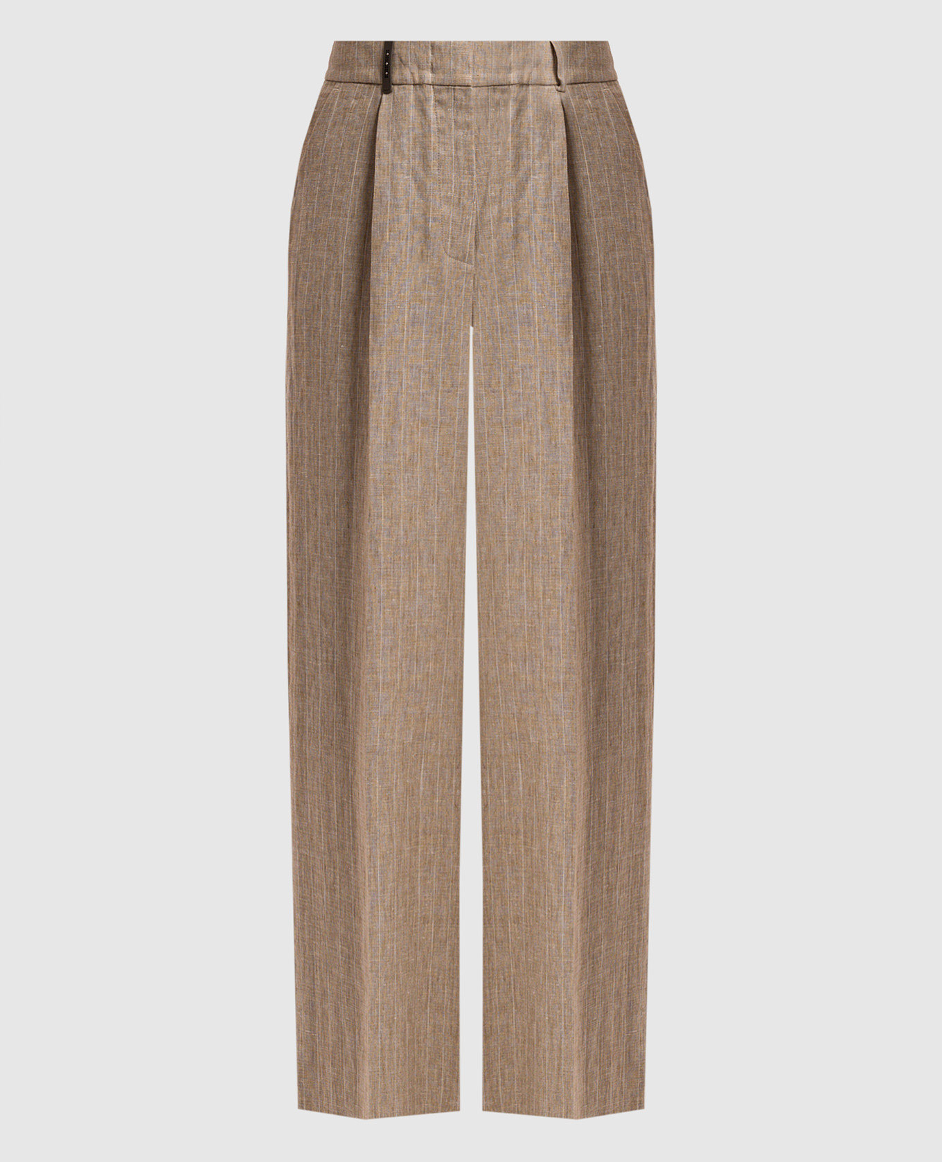 

Beige striped linen high-rise pants Peserico