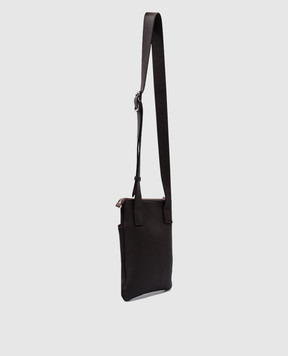Serapian Brown leather bag with logo print SRCCHMML679423Y224