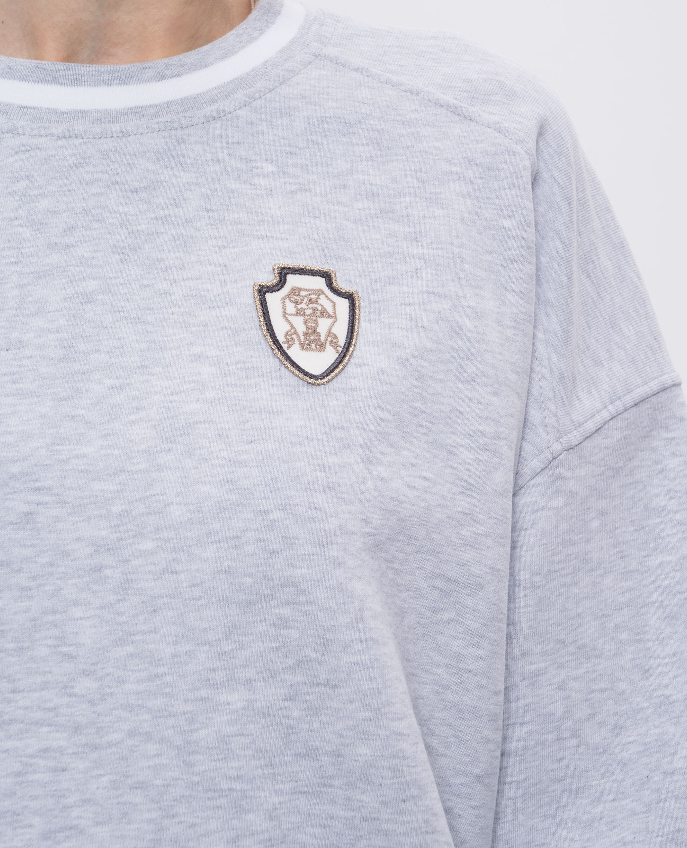 

Grey melange sweatshirt with emblem Brunello Cucinelli