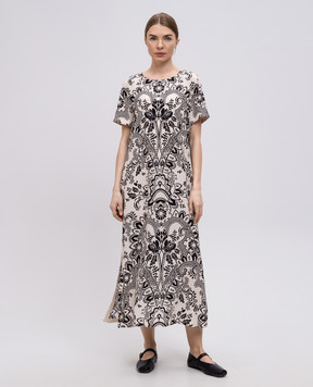Max Mara Weekend VELA beige silk dress with floral print VELA
