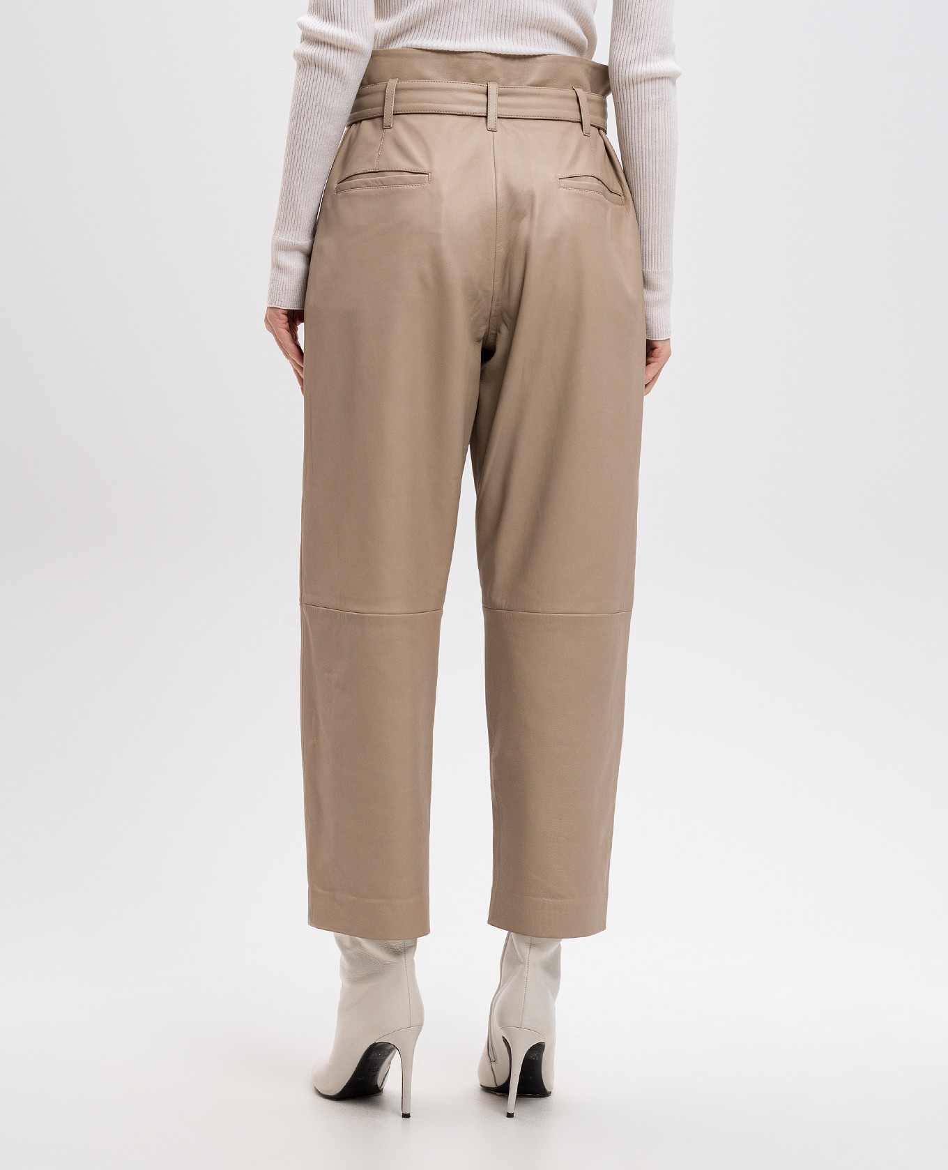 Light beige leather trousers Yves Salomon 4