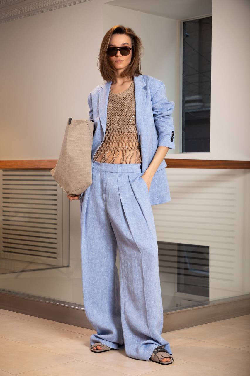 

Blue linen jacket with lurex Brunello Cucinelli, Light blue