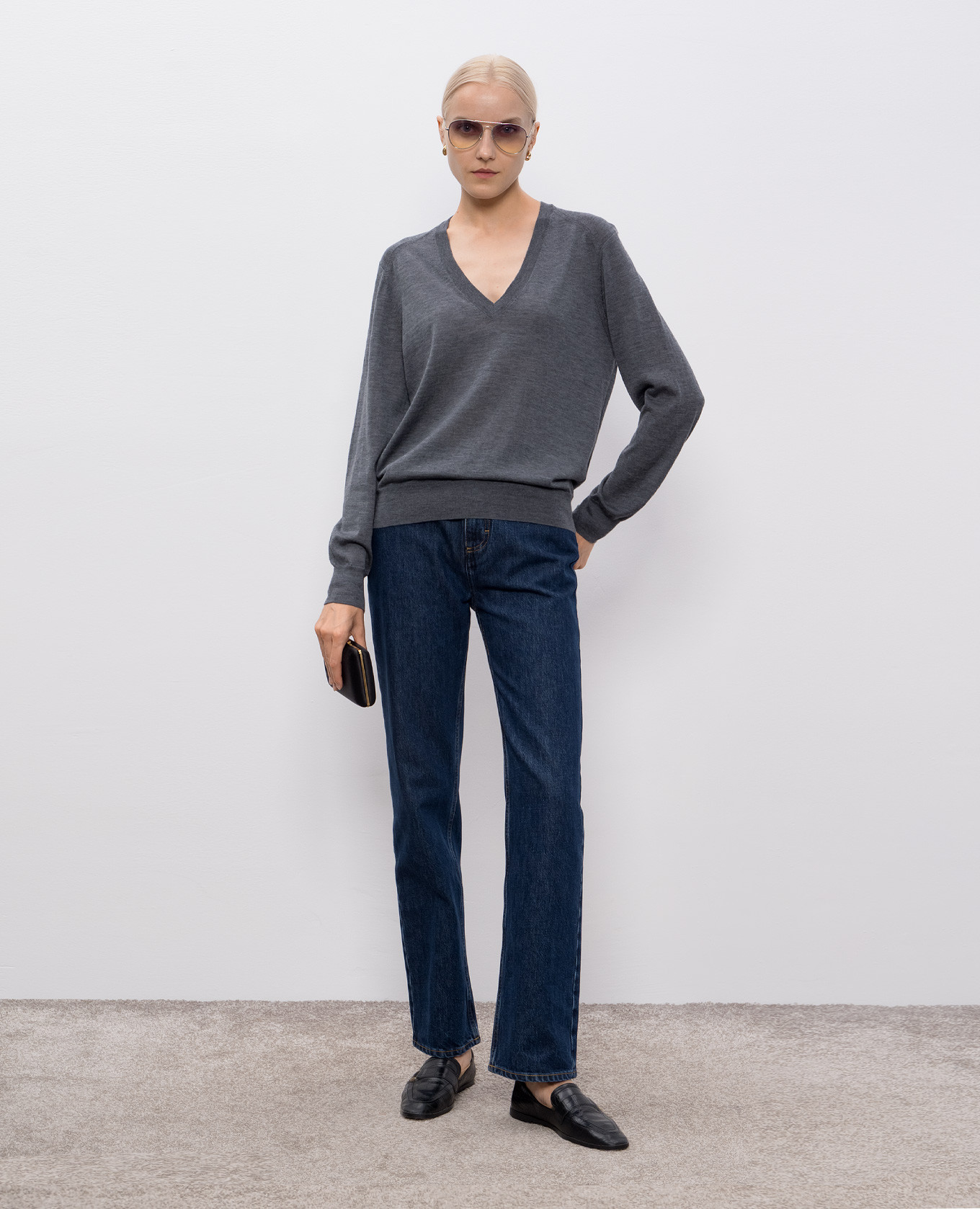 

JULIO gray cashmere pullover Loulou de Saison, Grey