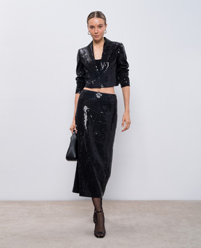 Peserico Black sequined silk midi skirt E05628D06601