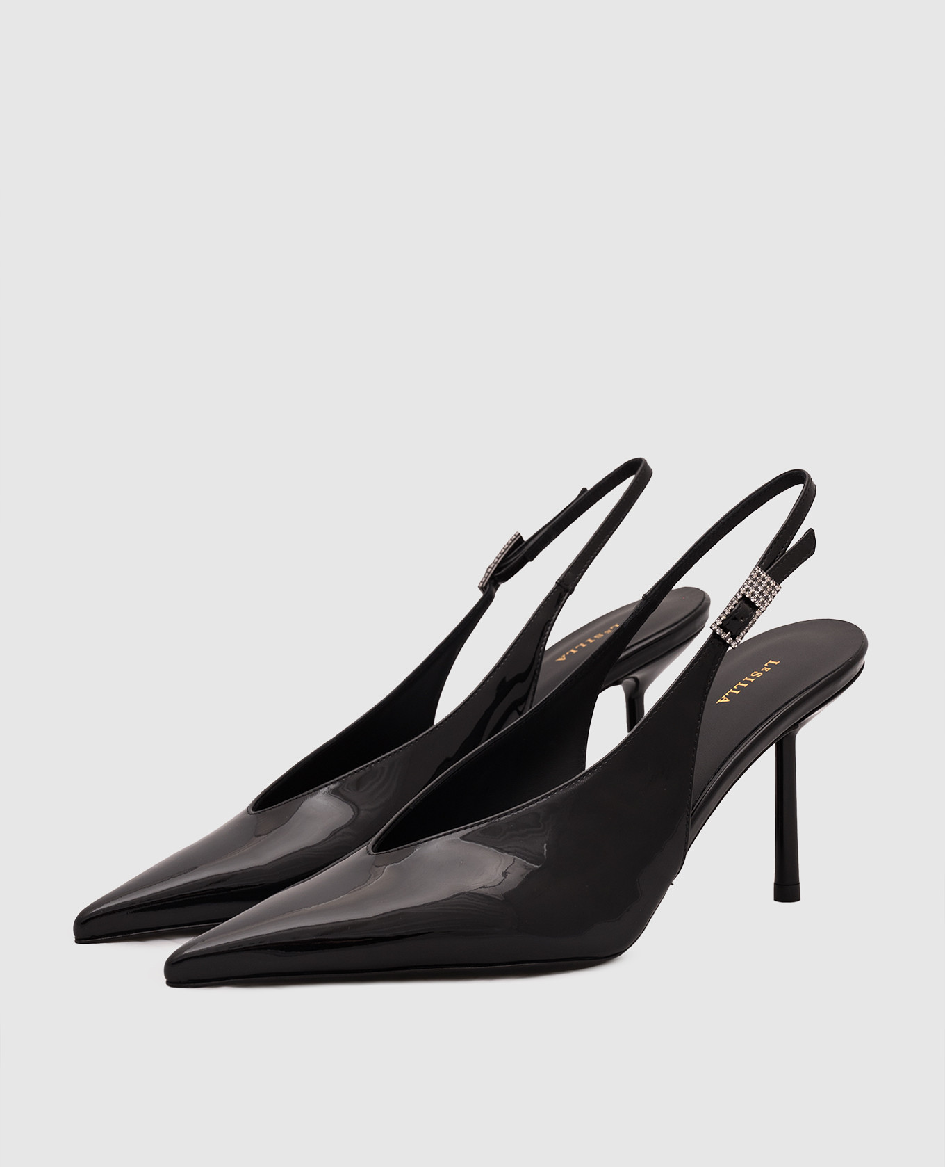 

Black patent leather slingbacks CLIVAGE Le Silla
