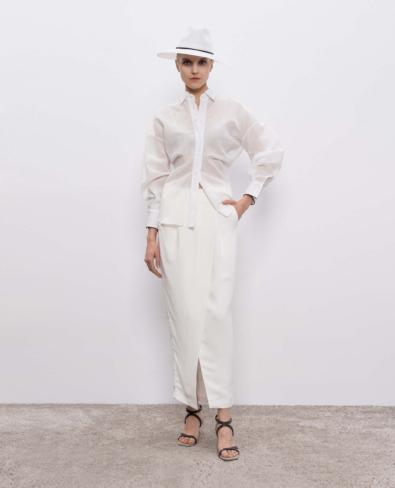 

White linen pleated skirt Brunello Cucinelli