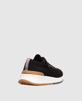 Brunello Cucinelli Black sneakers with textured logo MZUPMBO252