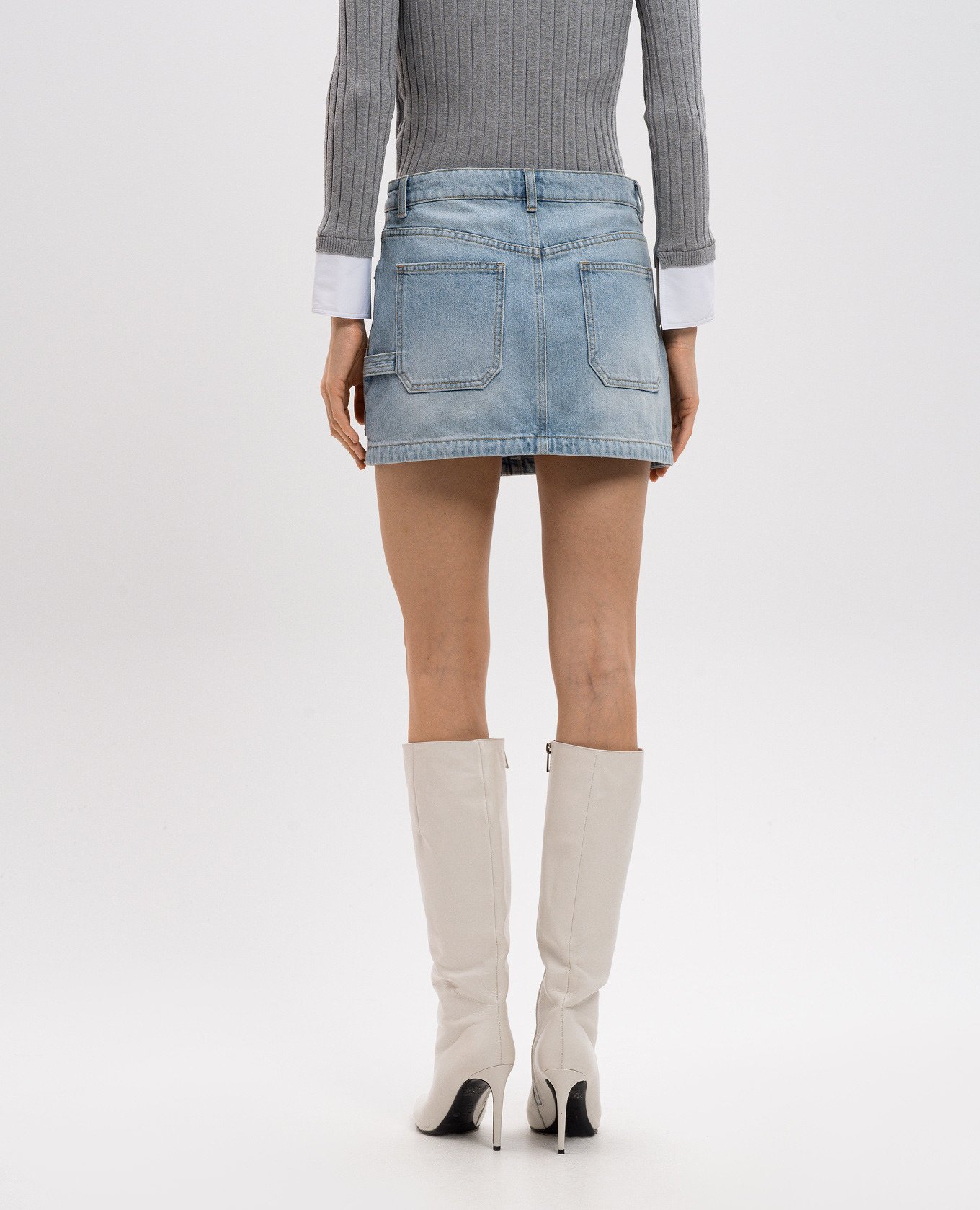 

Blue denim skirt with a frayed effect Juun.j, Light blue