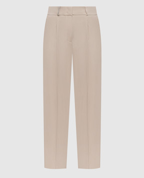 Peserico Beige wool pants with monil chain E04970Z06461