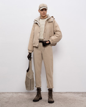 Brunello Cucinelli Beige cashmere and wool sweater with lurex MBM738200P