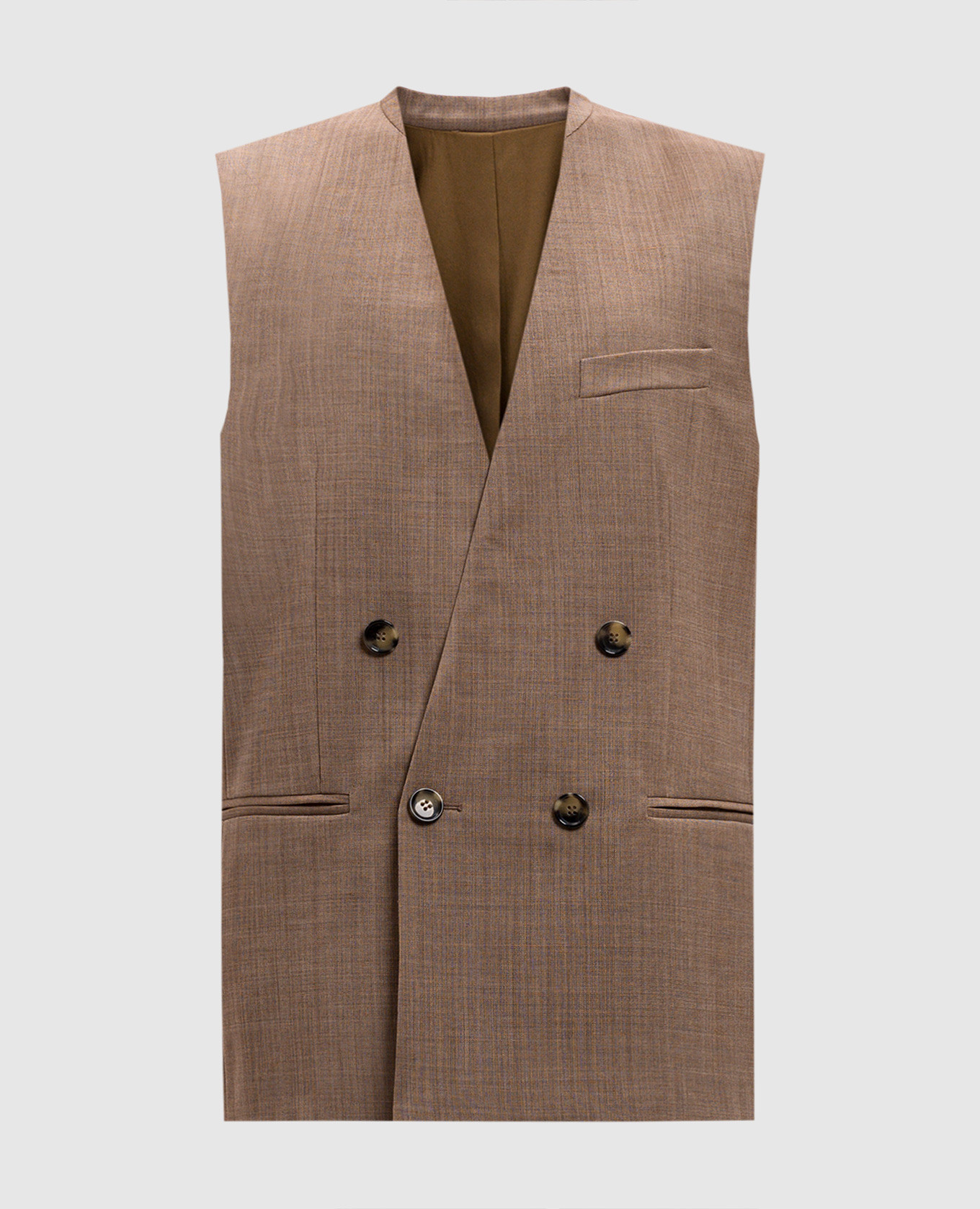 

Brown double-breasted vest with wool and linen Philosophy di Lorenzo Serafini