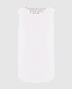 Peserico White silk top with monil chain S08893D02372