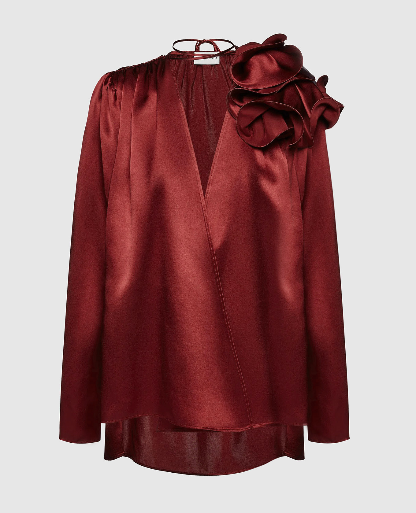 

Burgundy silk blouse with flower brooch Magda Butrym
