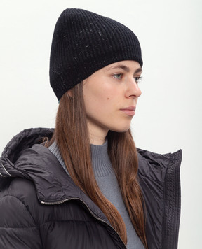 Peserico Black hat with wool and silk with lurex S36148F0709095