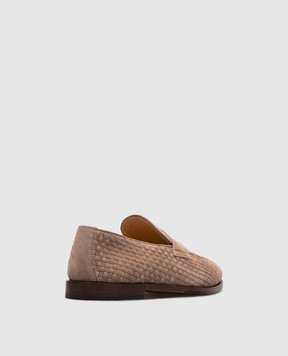 Brunello Cucinelli Beige suede loafers with weaving MZUIHCB799