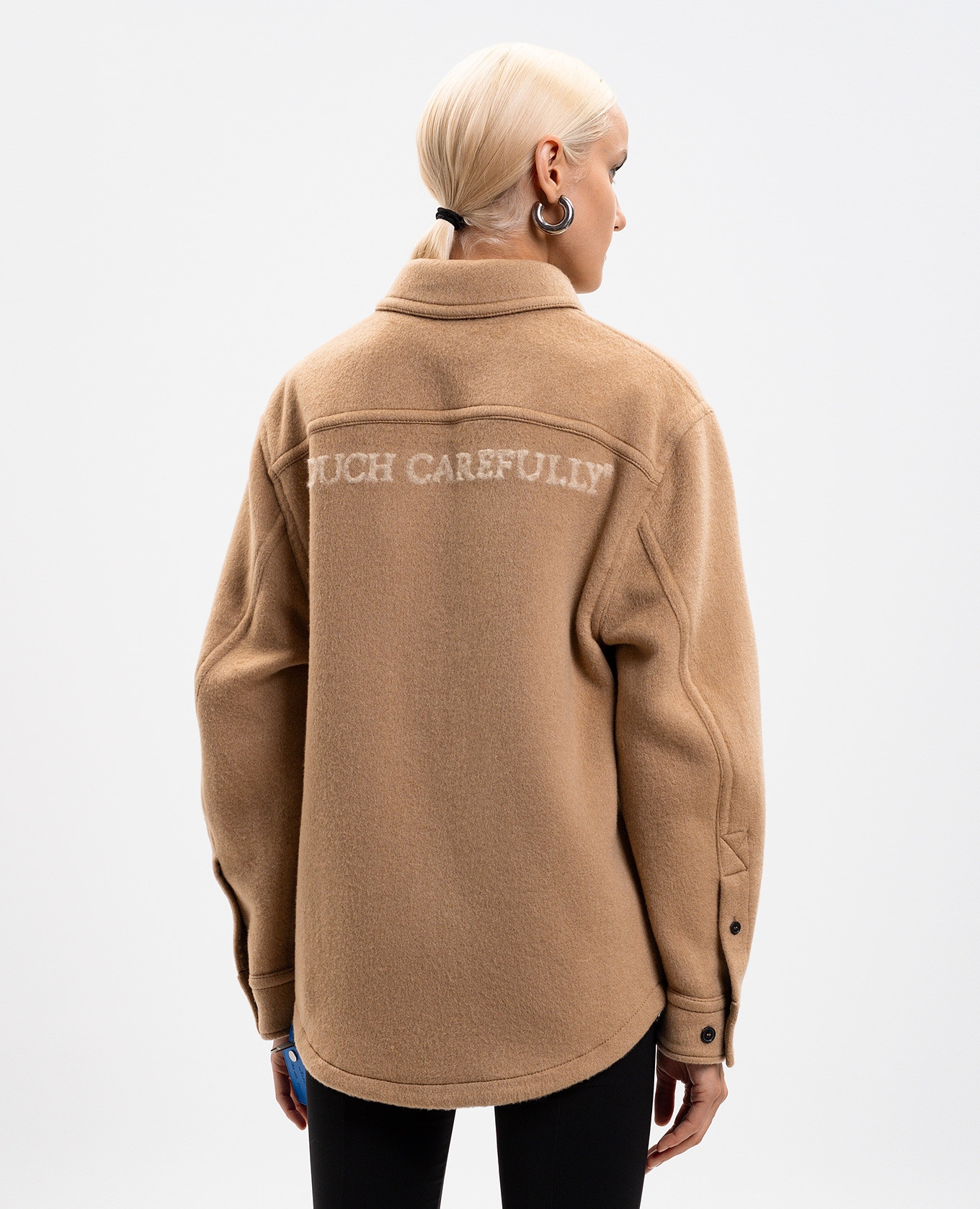 Beige cashmere insulated shirt with logo Off-White 4