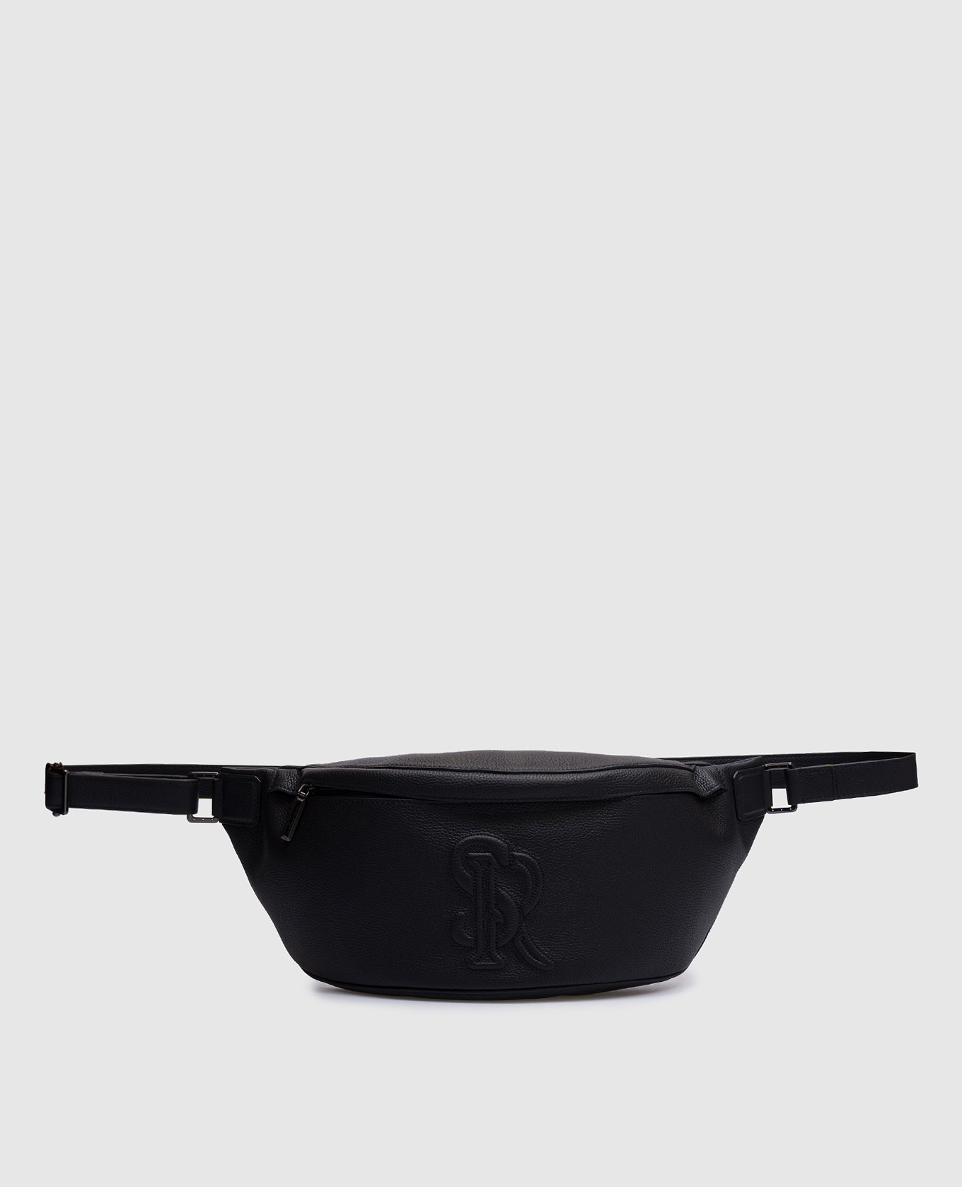 

Black leather belt bag with logo monogram Stefano Ricci, Черный