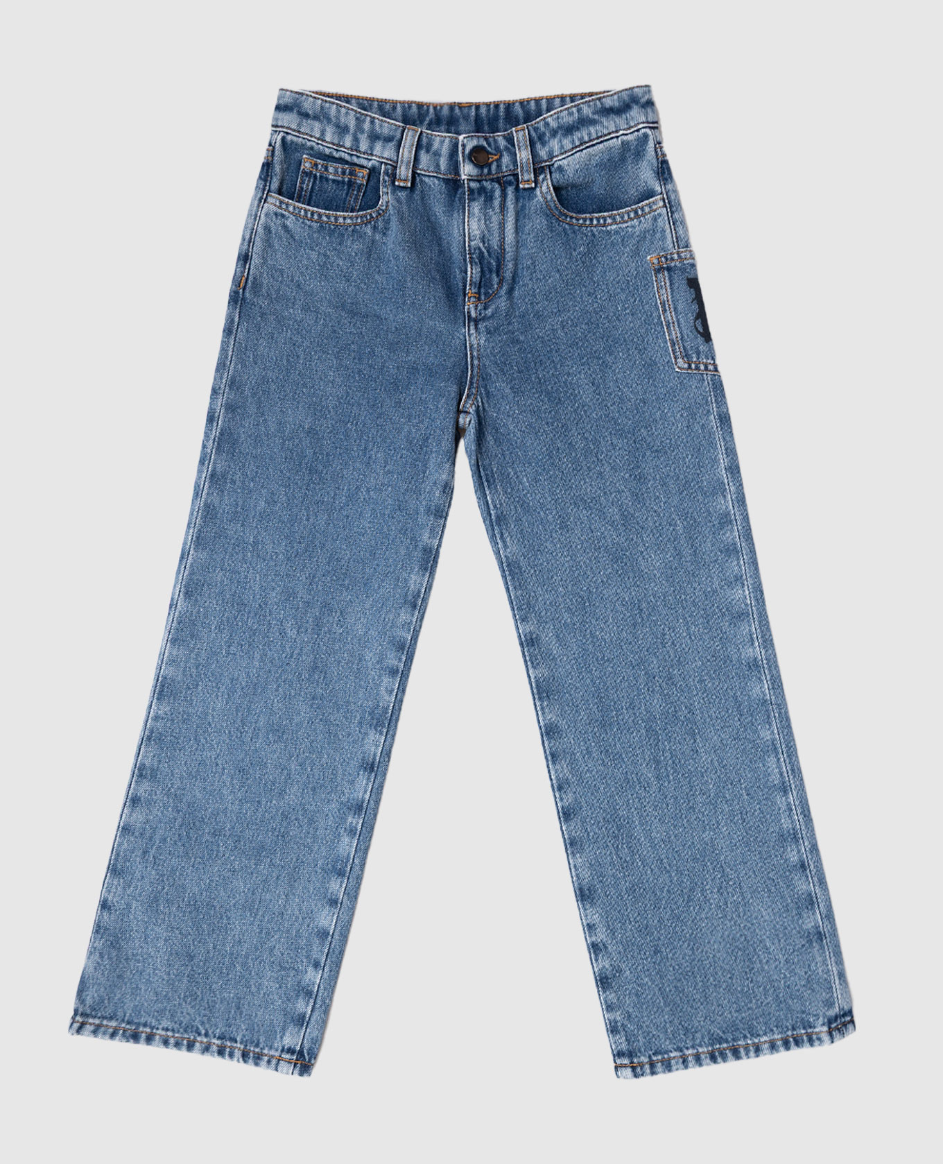 Children&#39;s blue jeans with embroidered monogram logo Palm Angels