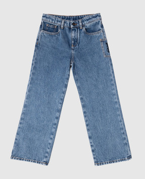 Palm Angels Children's blue jeans with embroidered monogram logo PGYA008F25DEN001612