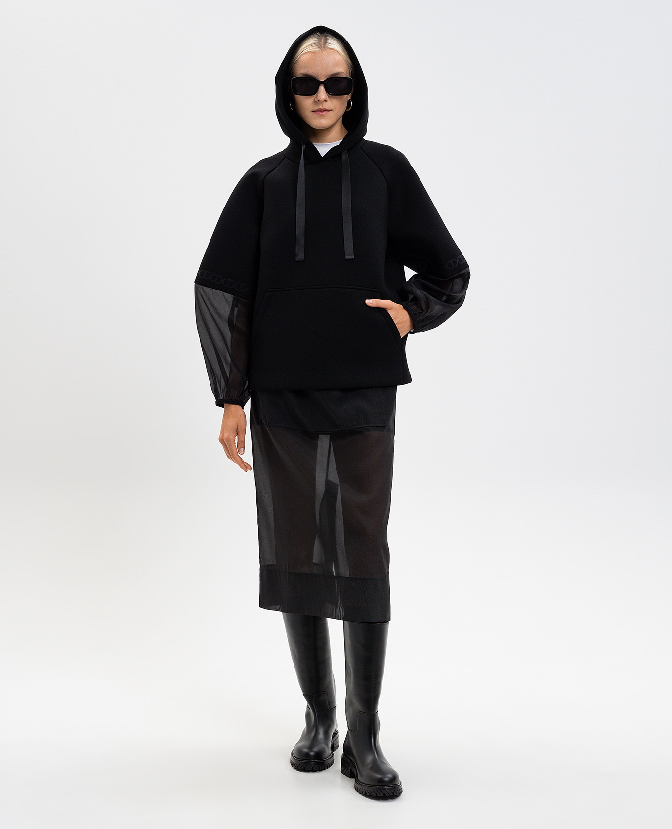 

Black hoodie with logo Twinset