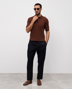 Canali Blue linen pants AE04999U7003