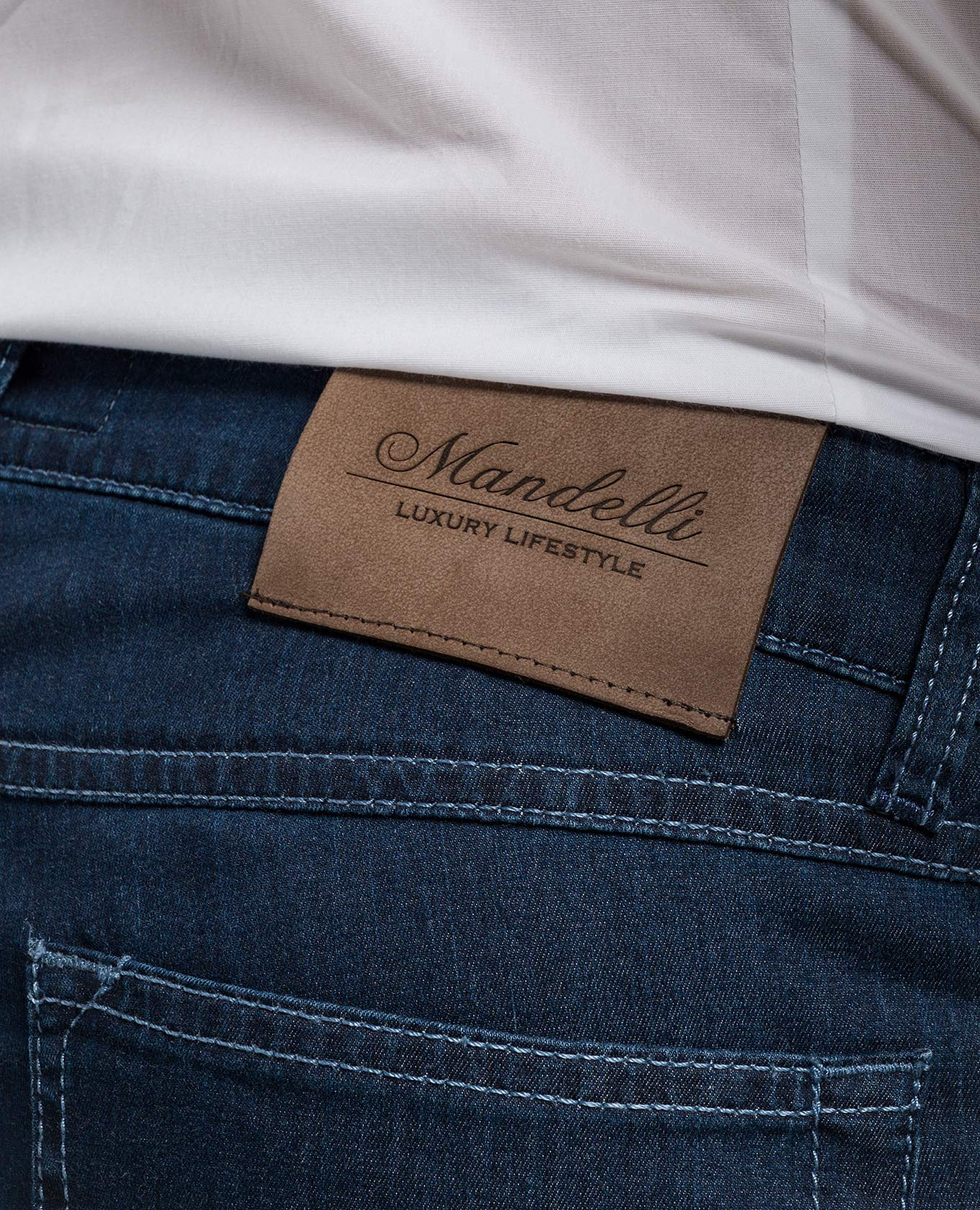 Blue jeans with logo patch Enrico Mandelli 5