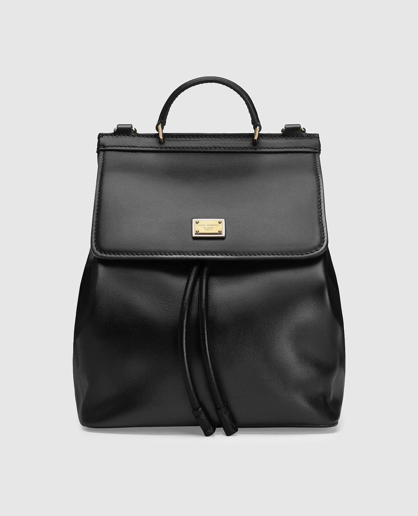 

Children's black leather backpack with logo Dolce&Gabbana