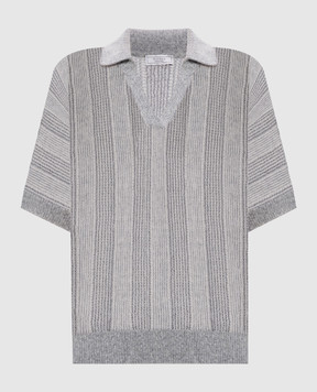 Peserico Gray striped top with wool A99371F079240A