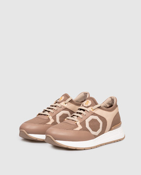 Stefano Ricci Brown combination sneakers with logo UZ26EG6645TSWY