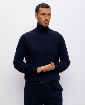 Brunello Cucinelli Blue wool and cashmere turtleneck M2400103