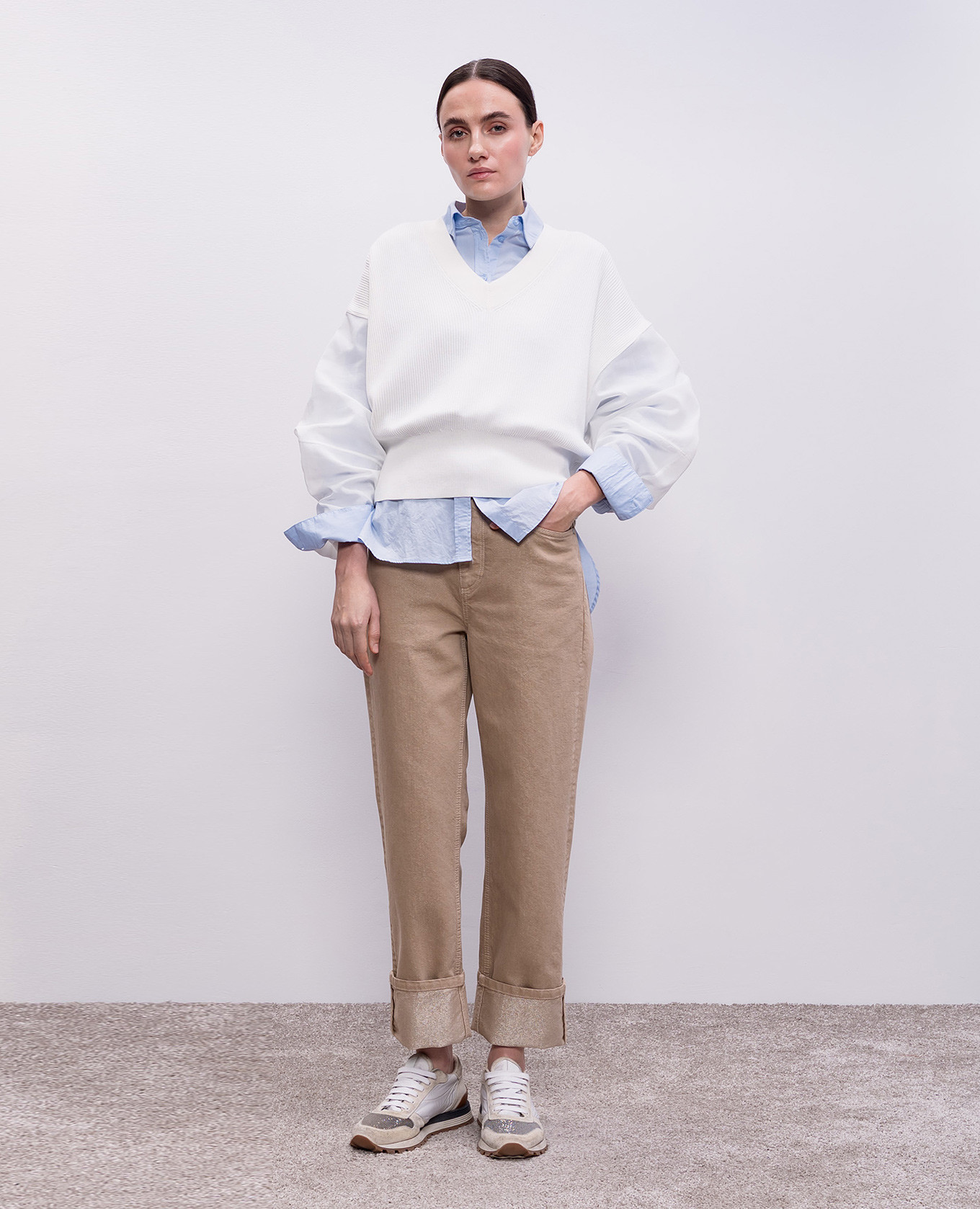 

White pullover with monil chain Brunello Cucinelli