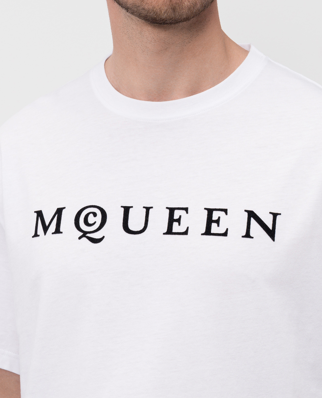 

White T-shirt with textured logo Alexander McQueen