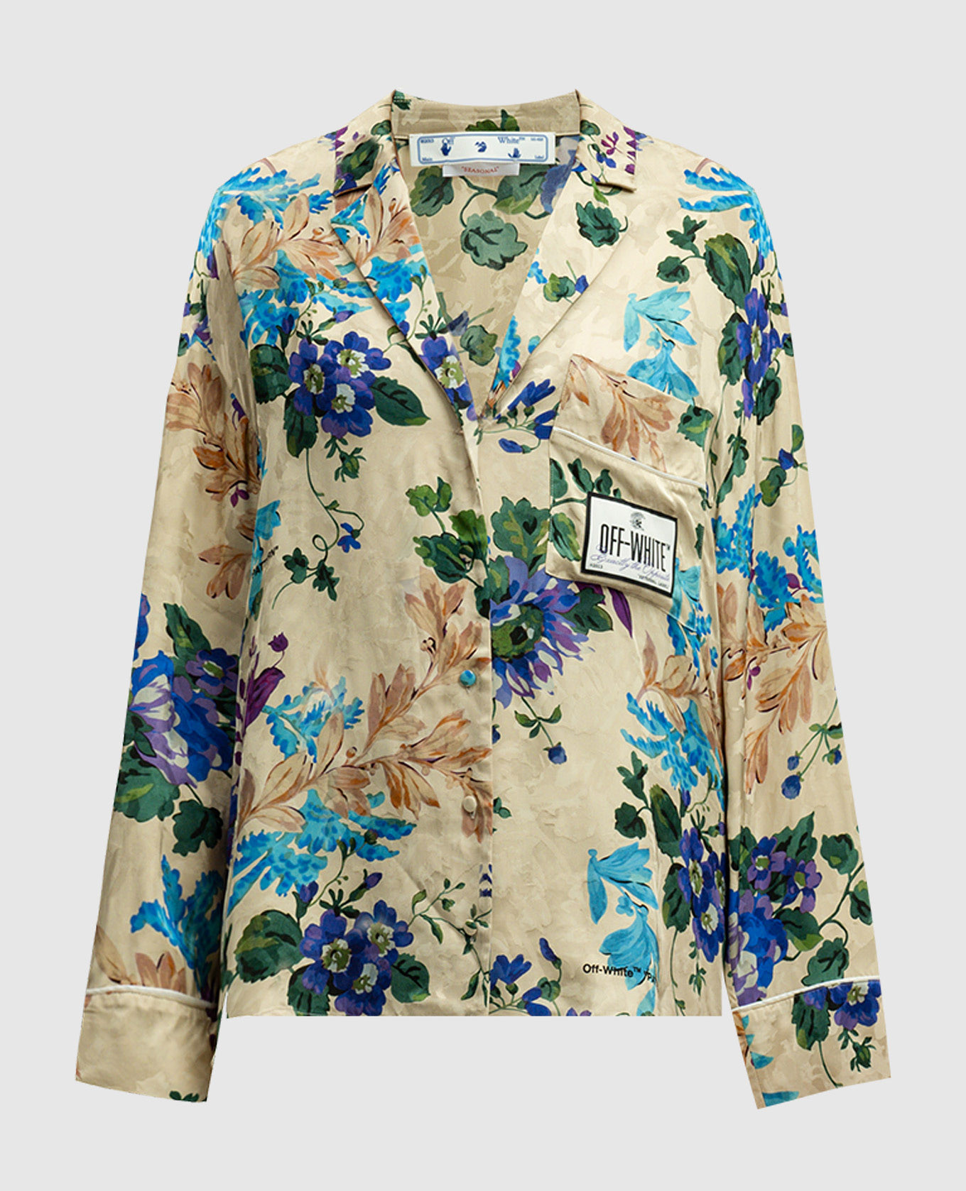 

Beige blouse in a floral print with a logo Off-White
