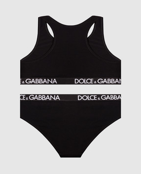 Dolce&Gabbana Children's black top and panties set L5J713FUGNE