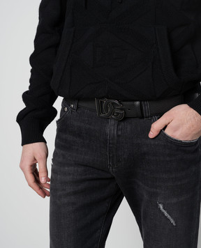 Dolce&Gabbana Black leather strap with DG logo BC4675AT489