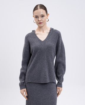 Twinset Grey wool and cashmere hooded pullover 252TP3570