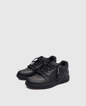 Off-White Out of Office black leather sneakers with logo OMIA189C99LEA013