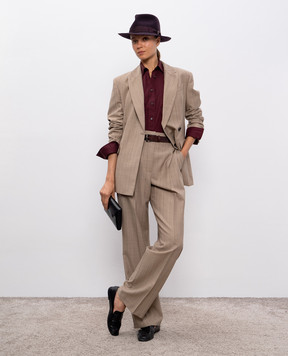 Brunello Cucinelli Beige striped wool pants MP146P9019