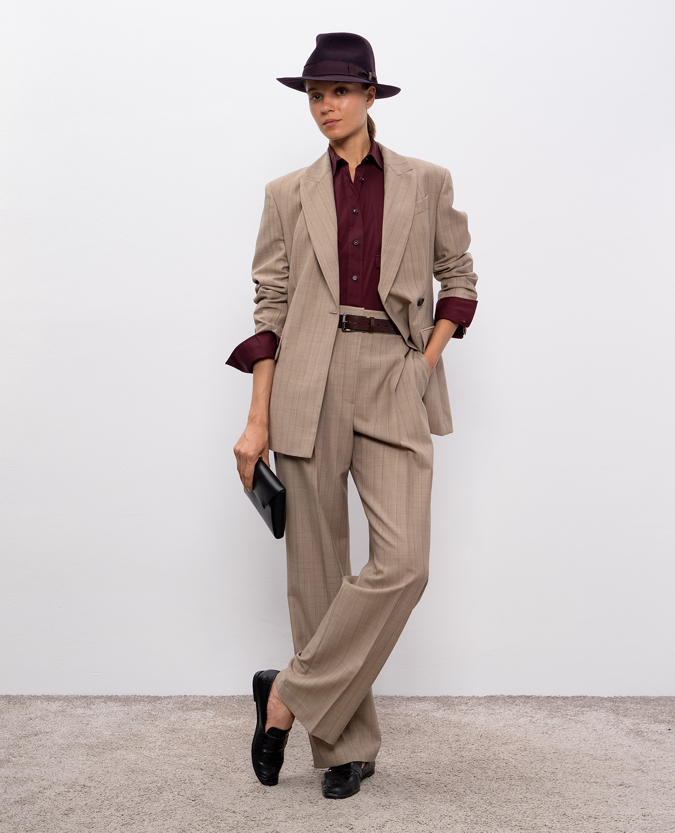 

Beige striped wool pants Brunello Cucinelli
