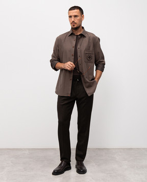 Stefano Ricci Brown shirt with embroidered emblem MC007957R3053