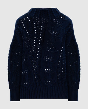 Ermanno Scervino Blue cashmere sweater with textured pattern D475M703BHP