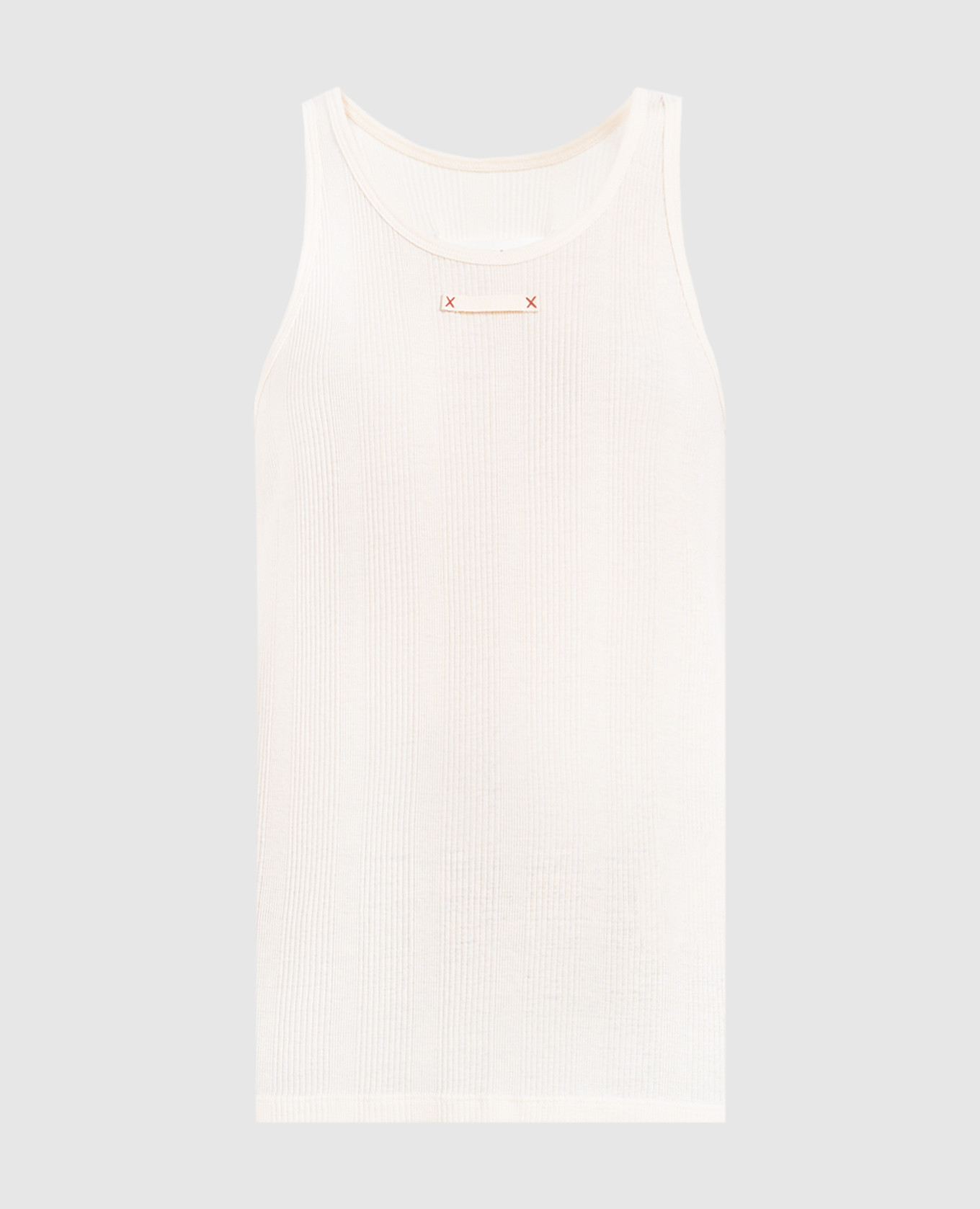 

Beige ribbed top with brand patch Maison Margiela