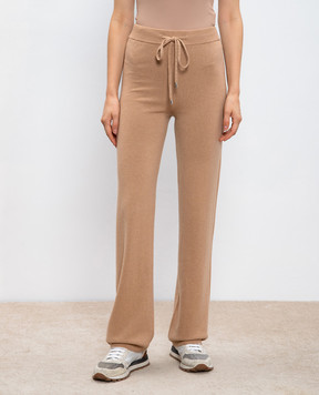 Peserico Beige pants made of wool, silk and cashmere with a monil chain S94080F12K09018