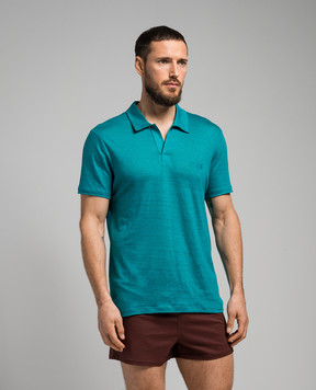 Vilebrequin Green linen t-shirt with logo embroidery PYRE9O00