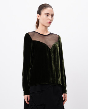 Lanvin Green velvet blouse RWTO60102393